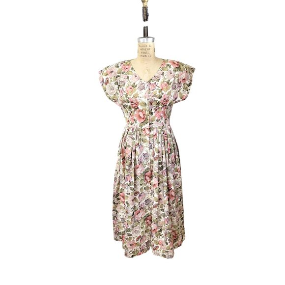 Vintage Garden Party Cottagecore Romantic Floral Dress - Picture 3 of 8